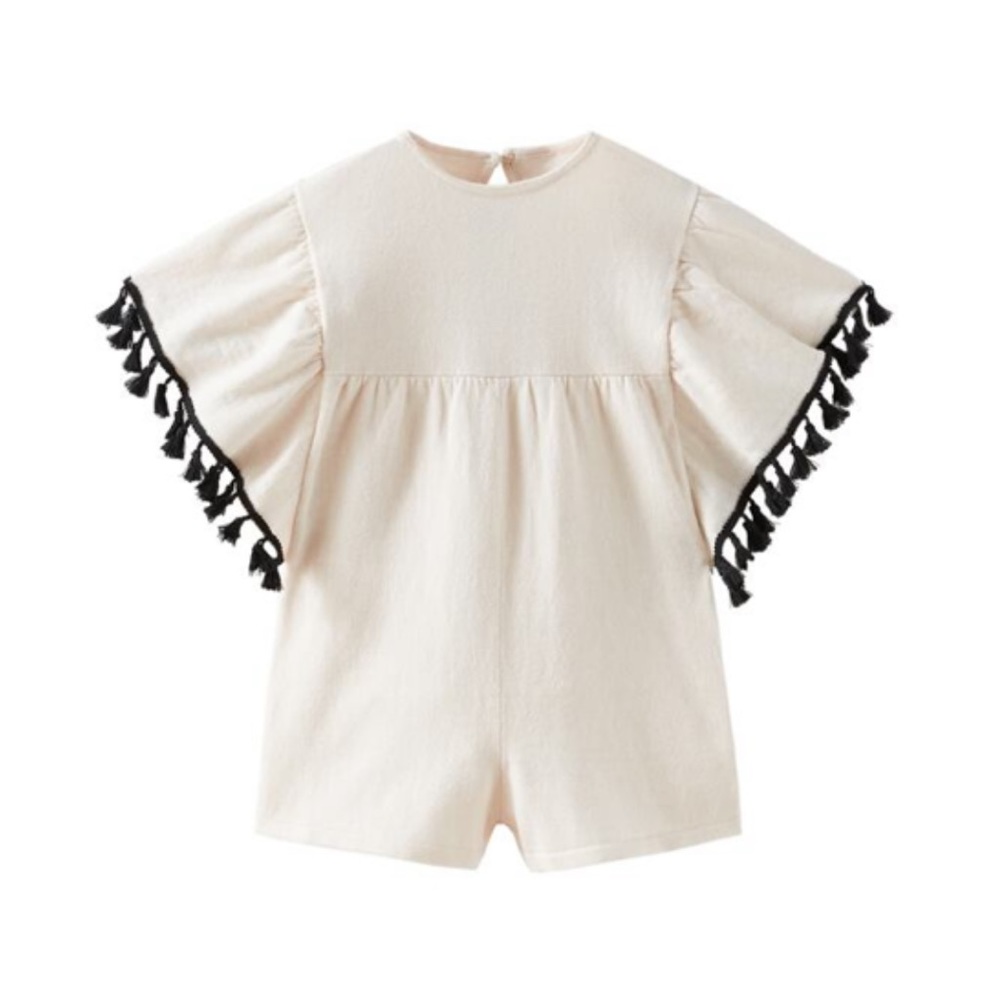 Zara toddler 3T romper knit w tassels fringe retro vintage look great condition